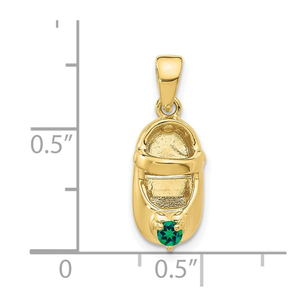 10K 3-D May/Synthetic Stone Engraveable Shoe Charm