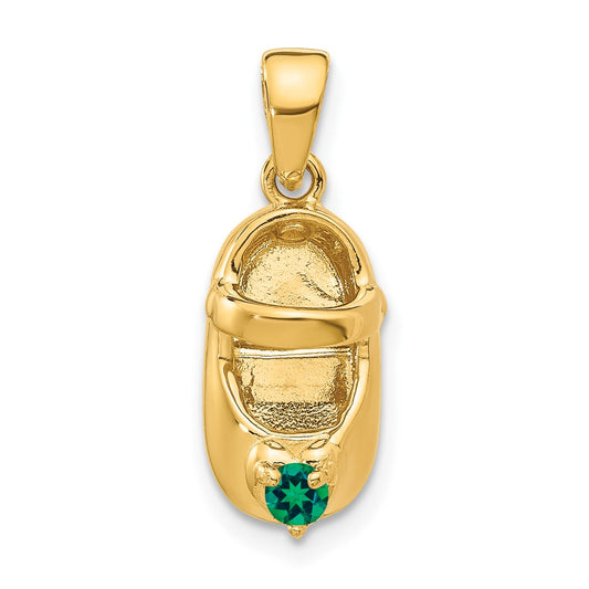 10K 3-D May/Synthetic Stone Engraveable Shoe Charm