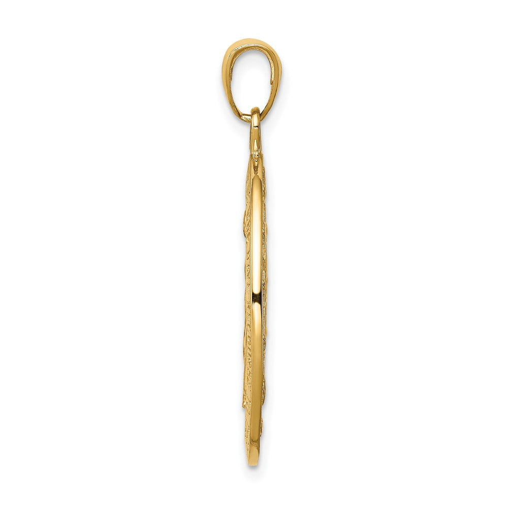 10K Gold Satin and Polished Finish Virgin Mary Medal Pendant