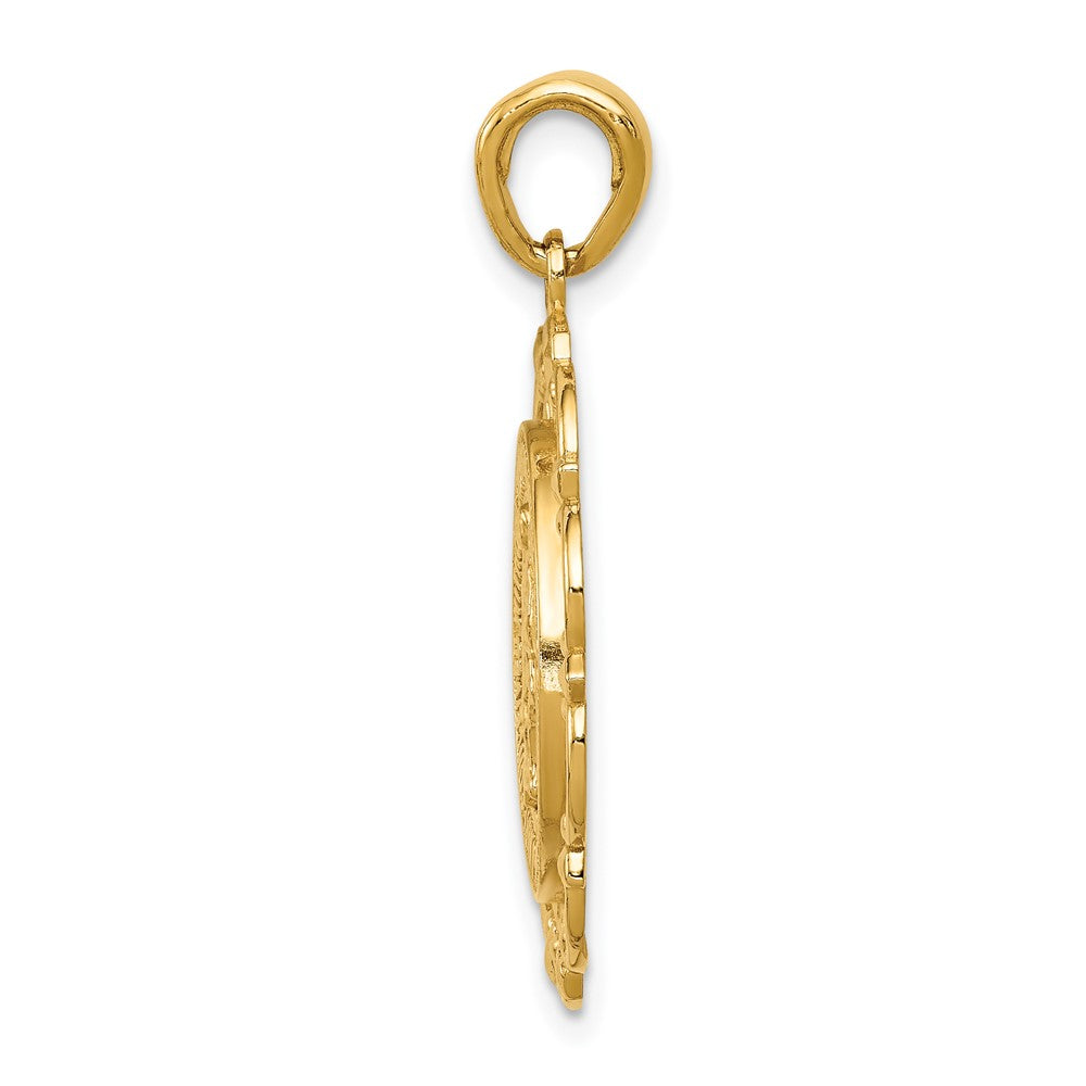 10K Polished Virgin Mary Medal With Scallop Frame Pendant