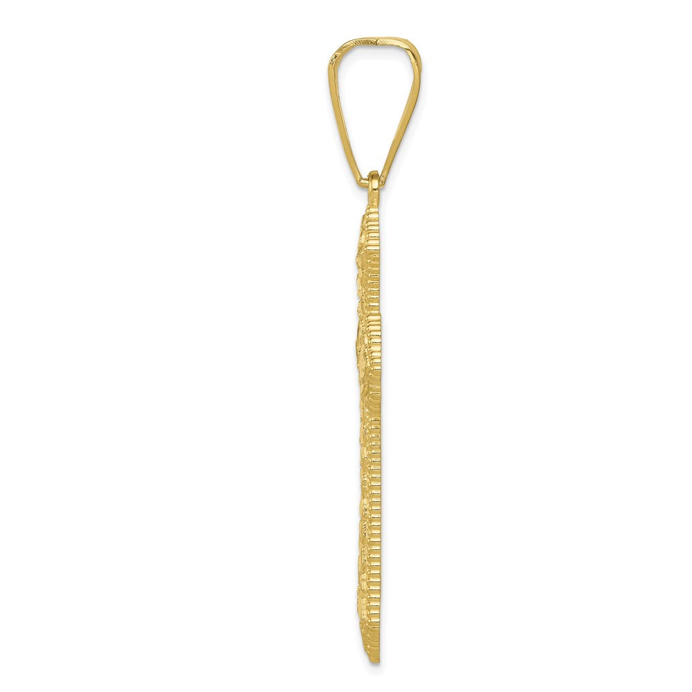 10k Diamond-cut Budded Cross Pendant