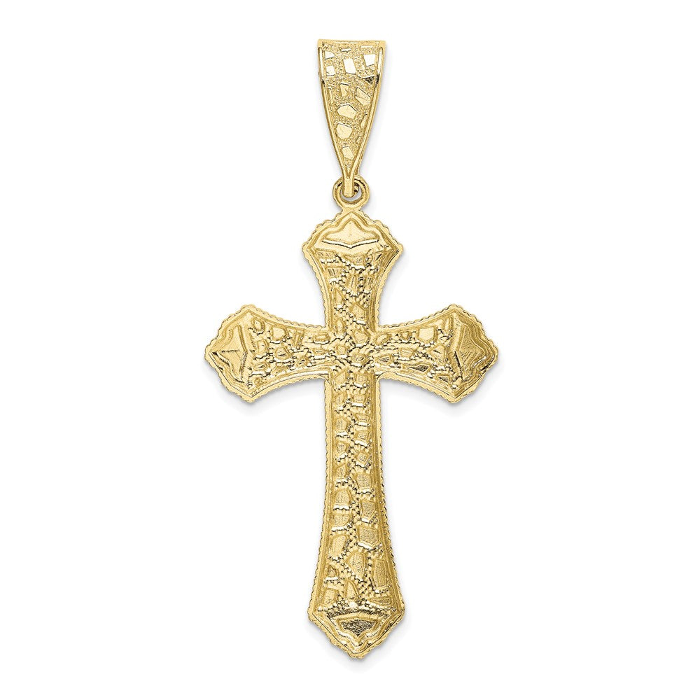 10k Diamond-cut Budded Cross Pendant