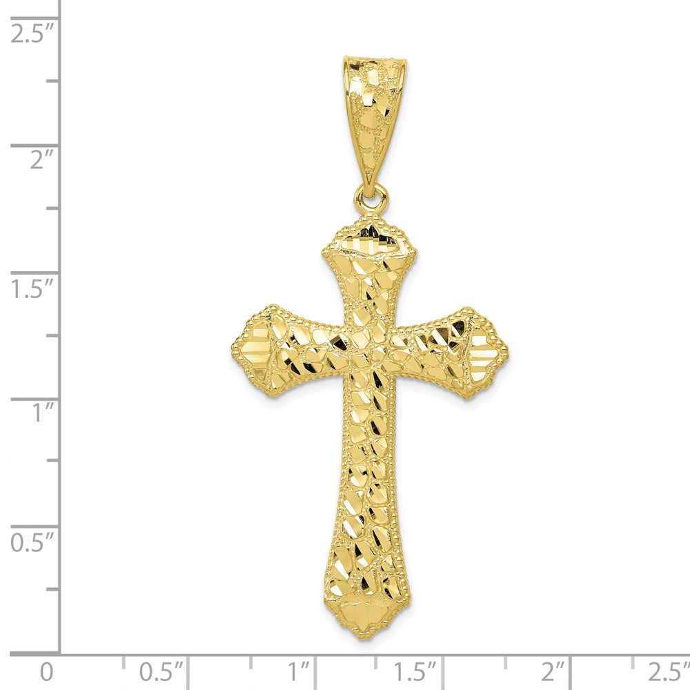 10k Diamond-cut Budded Cross Pendant