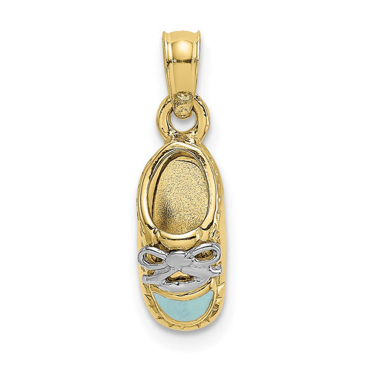 10K w/Rhodium 3-D Light Blue Enamel Shoe Charm