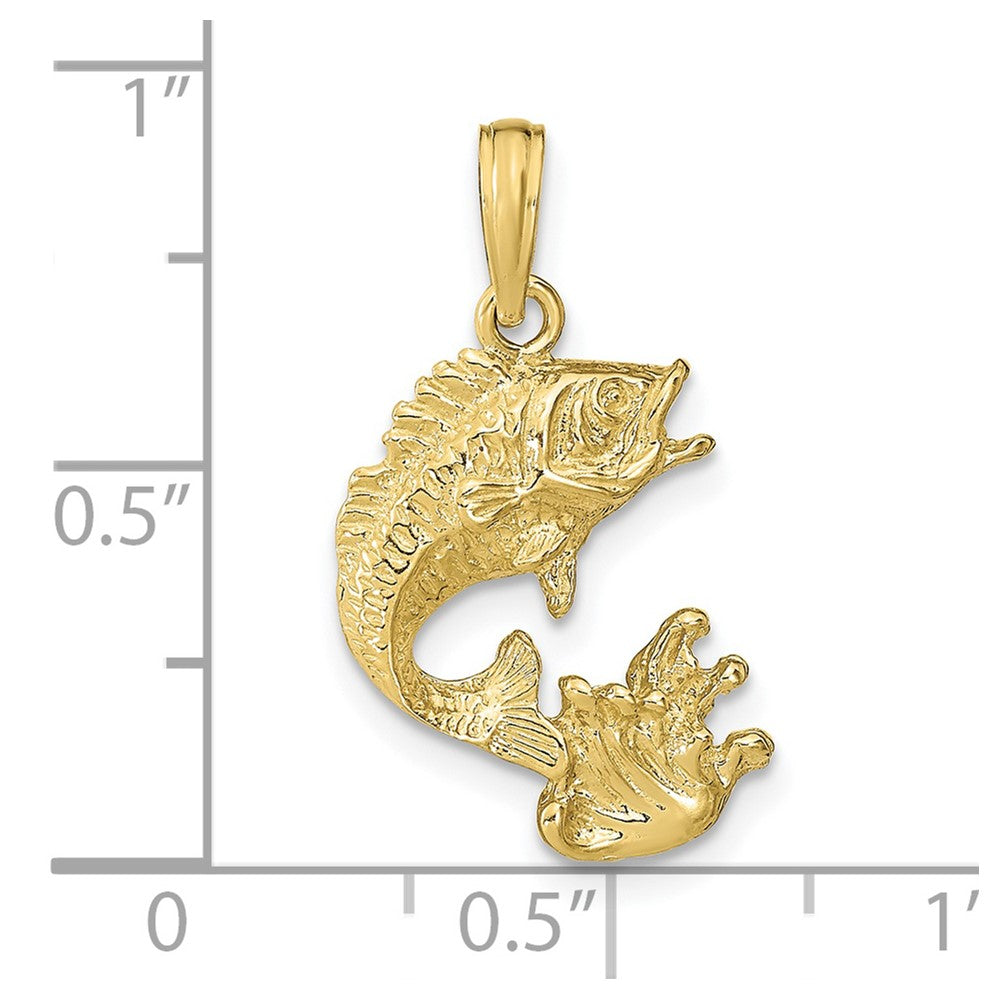 10k Polished Bass Fish Pendant