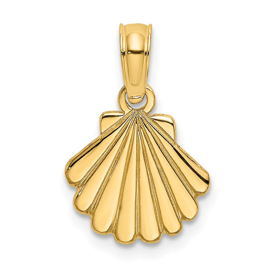 10K Polished and Engraved Shell Charm