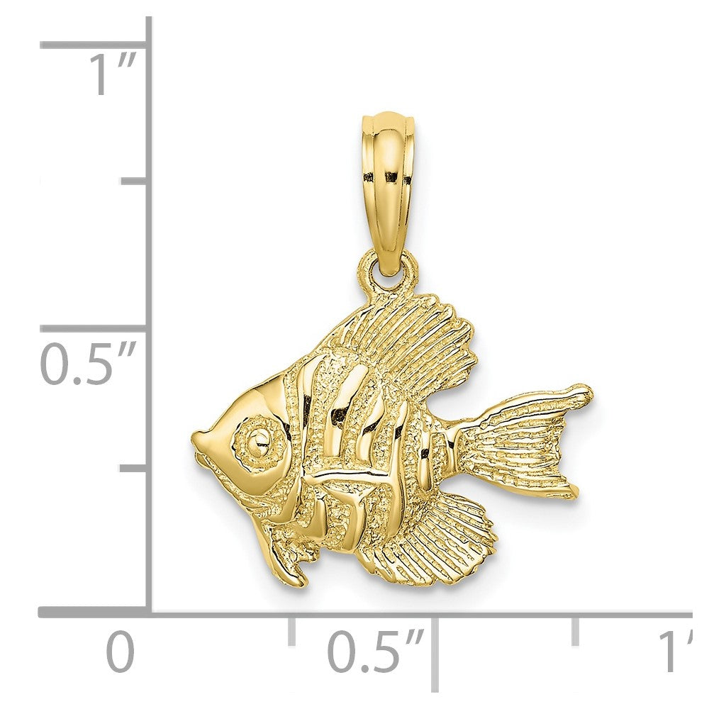 10K Polished  Engraved Fish Charm