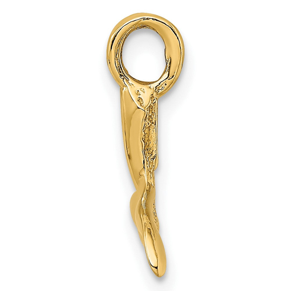 10K 3-D Polished Whale Tail Charm