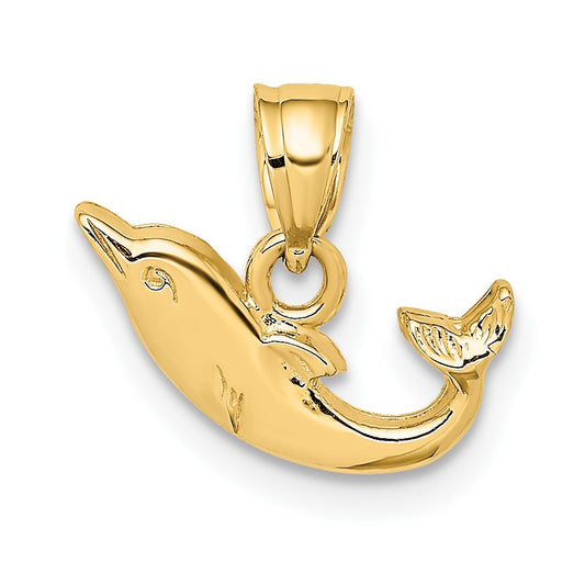 10K Polished Mini Dolphin Charm