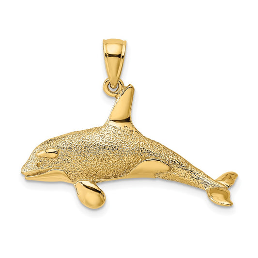 10K 2-D Textured Orca Whale Charm