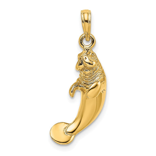 10k 3-D Polished Manatee Charm