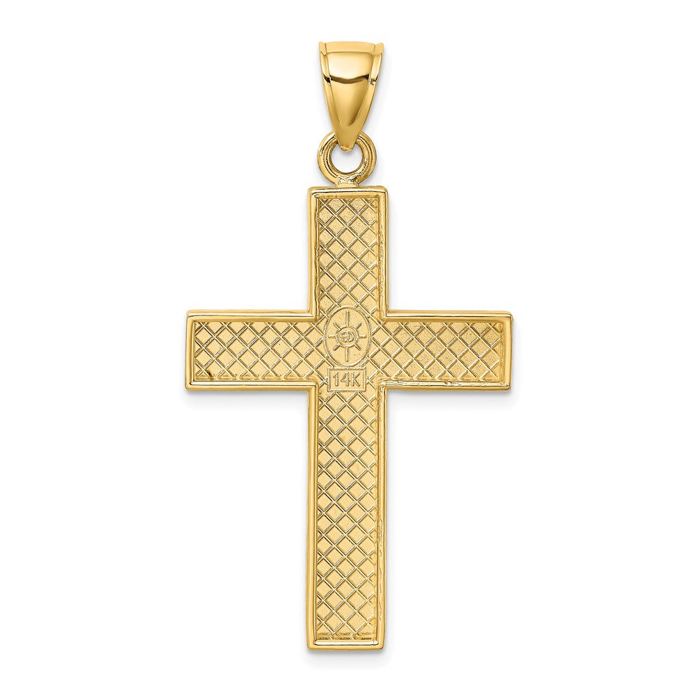 10K Polished Large Block Cross w/ Open Back Charm