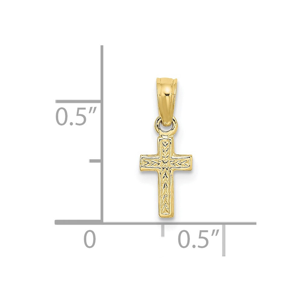 10K Polished and Engraved Mini Cross Charm