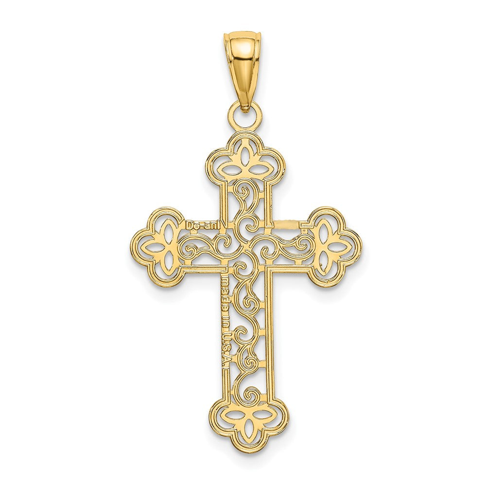 10K Textured  Beaded Edge Cross Charm