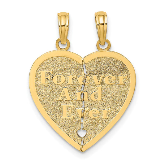 10K FOREVER AND EVER 2 Piece Break-A-Part Heart Charm