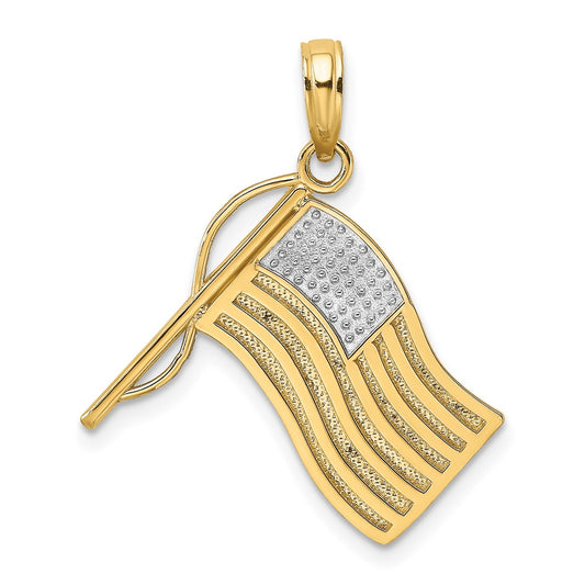 10k w/ Rhodium American Flag Charm