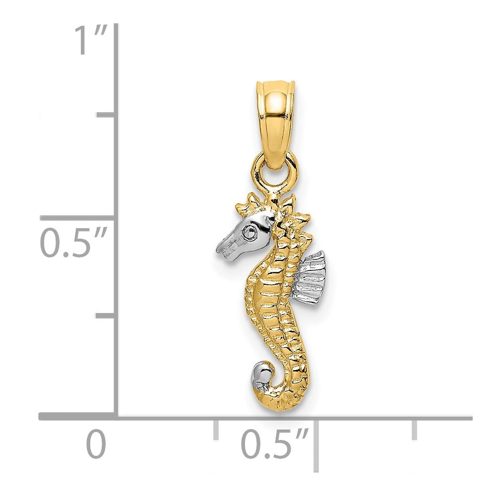 10K w/Rhodium 2-D Seahorse Charm