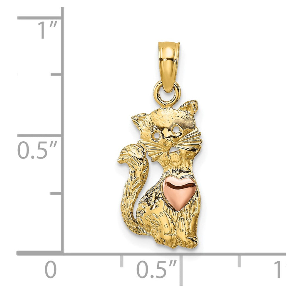 10k Two-Tone Cat w/ Heart Charm