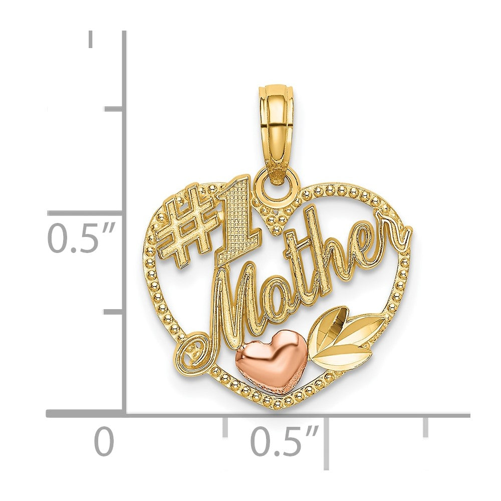10k Two-Tone Heart w/ #1 MOTHER Charm