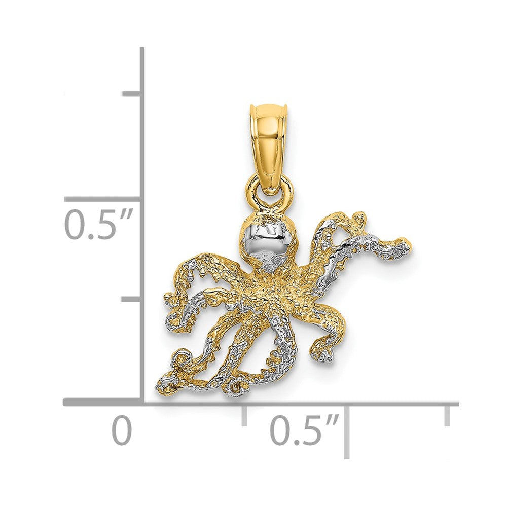 10K W/ Rhodium 2-D and Textured Octopus Charm