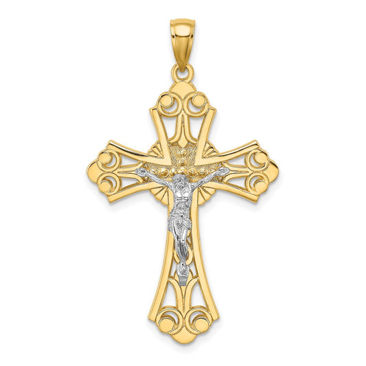 10K Two-tone Cut-Out Crucifix Charm