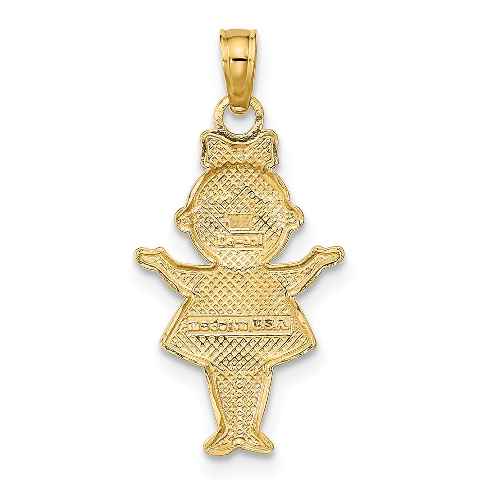 10K Textured w/Rhodium Girl Charm