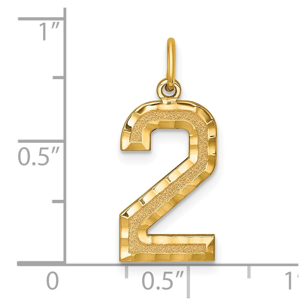 10ky Casted Large Diamond Cut Number 2 Charm