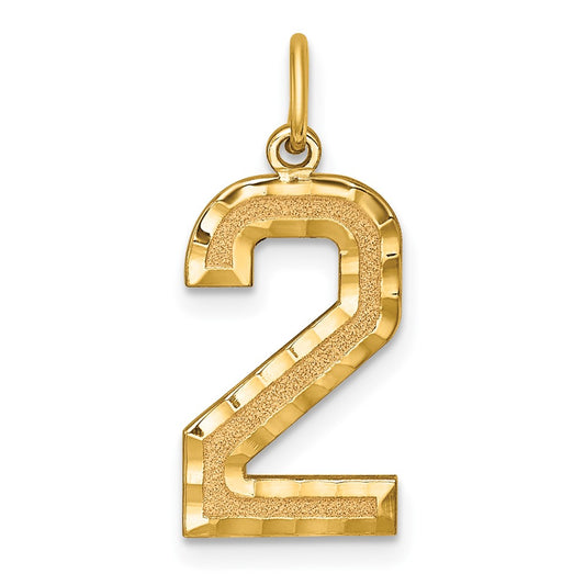10ky Casted Large Diamond Cut Number 2 Charm