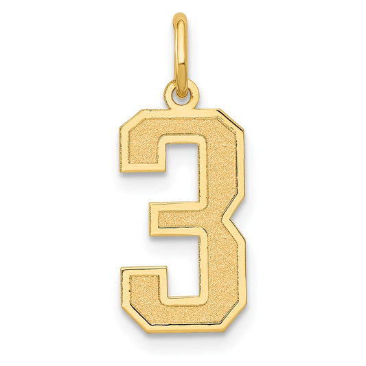10k Medium Satin Number 3 Charm