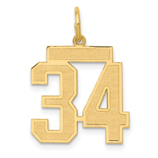 10k Medium Satin Number 34 Charm