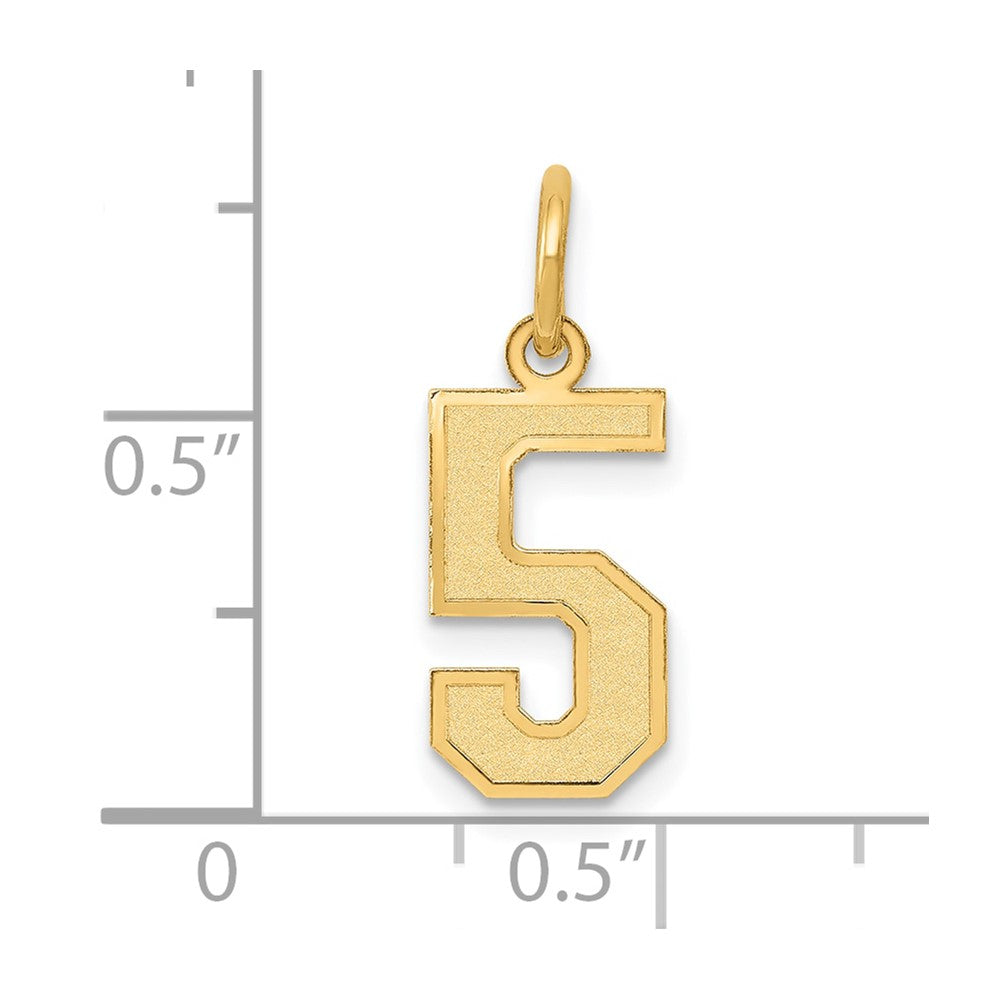 10k Small Satin Number 5 Charm