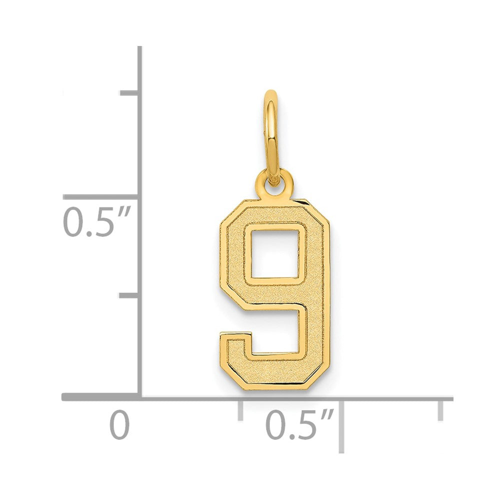 10k Small Satin Number 9 Charm