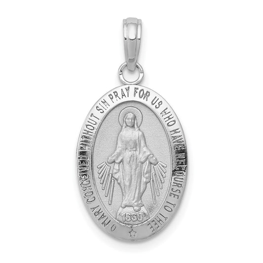 10k White Gold Virgin Mary Medal Pendant