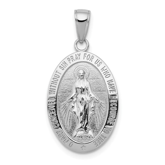 10k White Gold Virgin Mary Medal Pendant