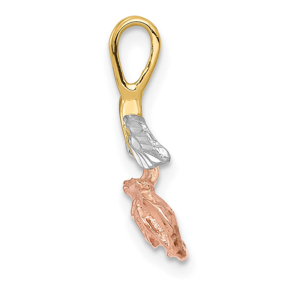 10k W/White & Rose Rhodium Rose Chain Slide