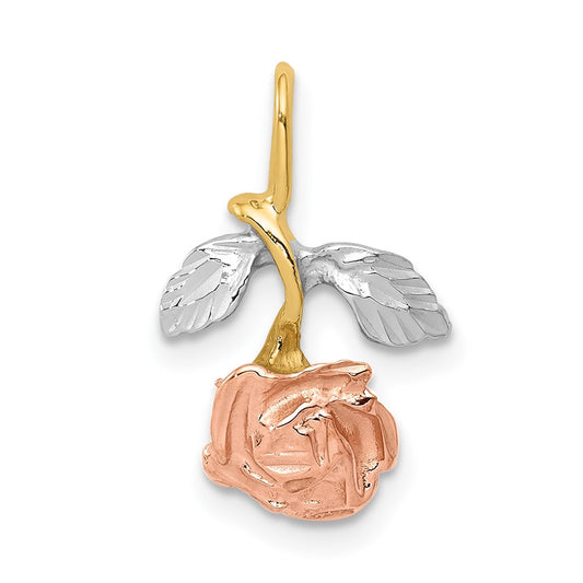 10k W/White & Rose Rhodium Rose Chain Slide