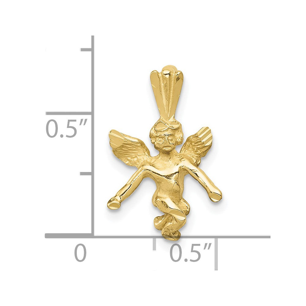 10k Satin & Diamond-cut Angel Charm