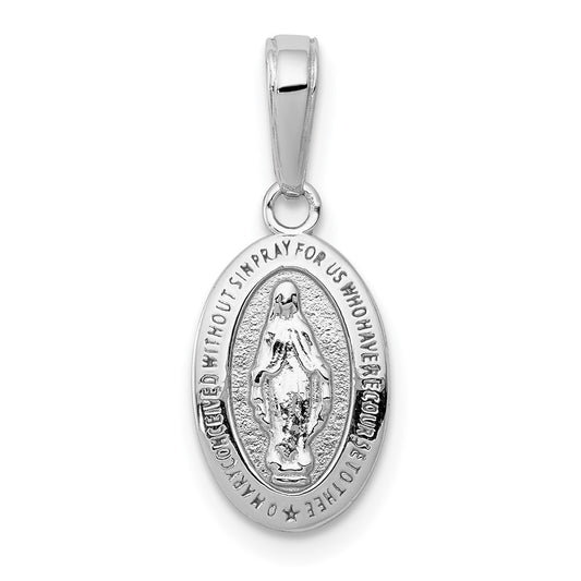10k White Gold Virgin Mary Medal Charm