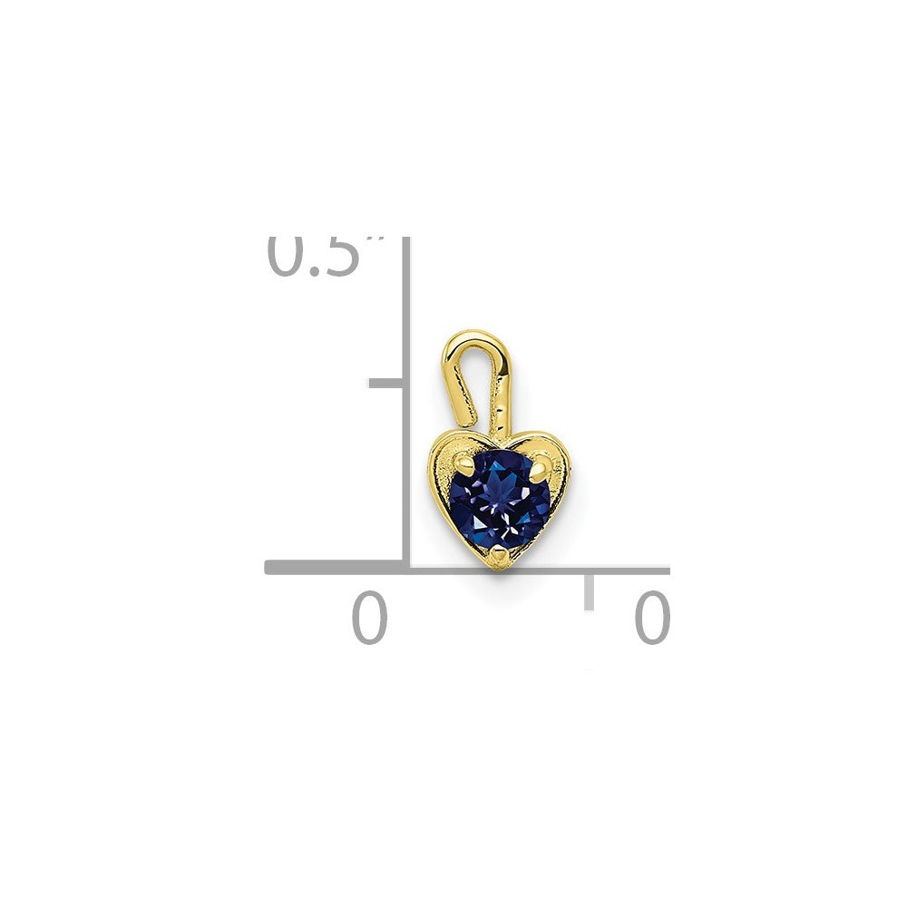 10ky September Synthetic Birthstone Heart Charm