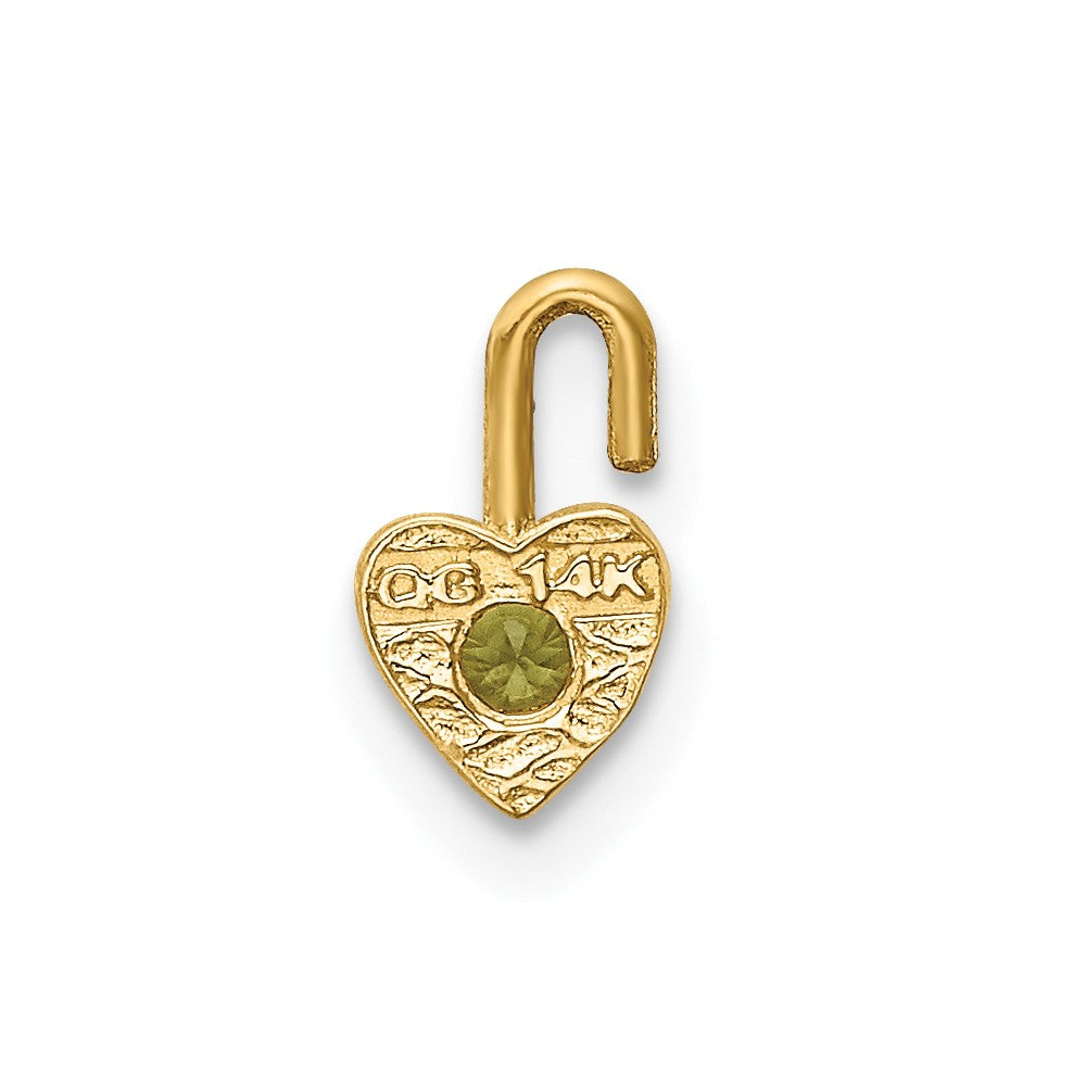 10ky August Synthetic Birthstone Heart Charm