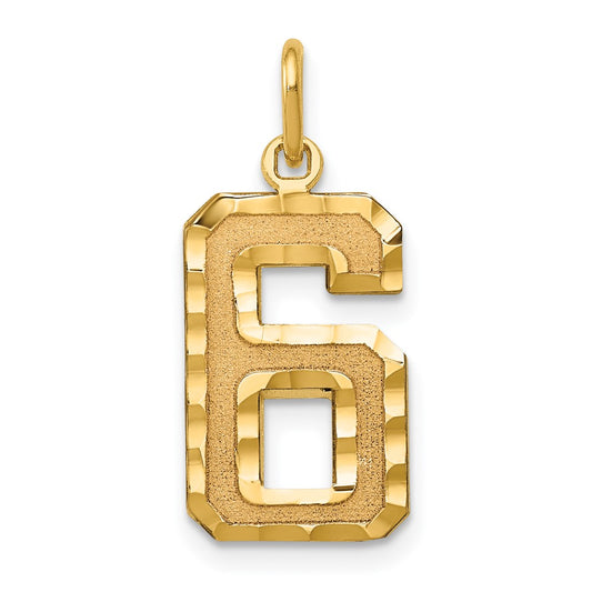 10ky Casted Medium Diamond-cut Number 6 Charm