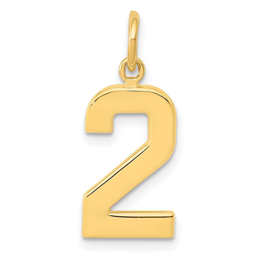 10k Medium Polished Number 2 Charm