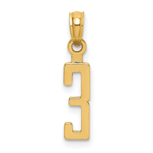 10K Number 3 Block Charm