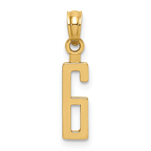10K Number 6 Block Charm