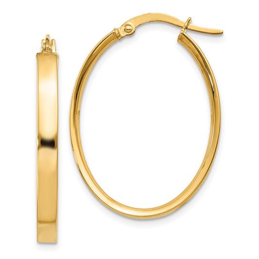 10k 3mm Oval Hoop Earrings