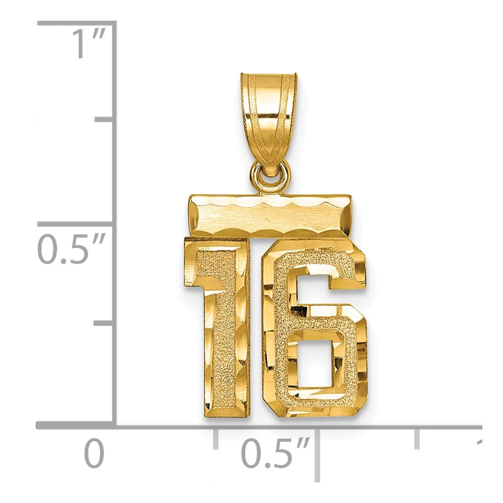 10ky Casted Small Diamond-cut Number 16 Charm