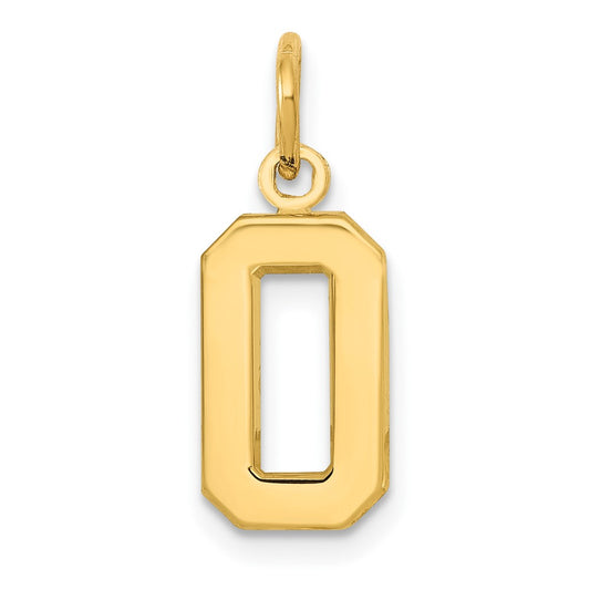 10k Small Polished Number 0 Charm