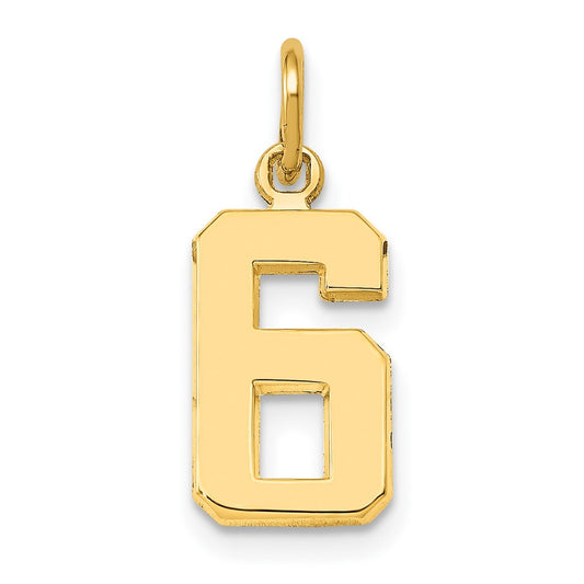 10k Small Polished Number 6 Charm