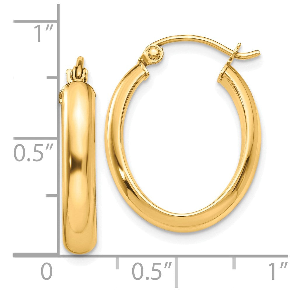 10k Polished 3.5mm Oval Hoop Earrings