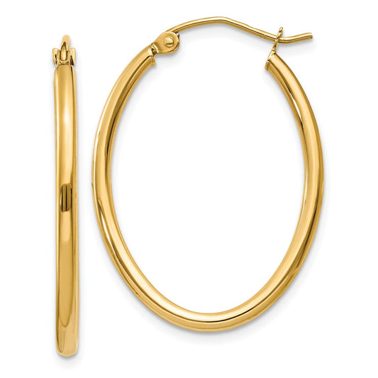 10k Oval Polished Hoop Earring